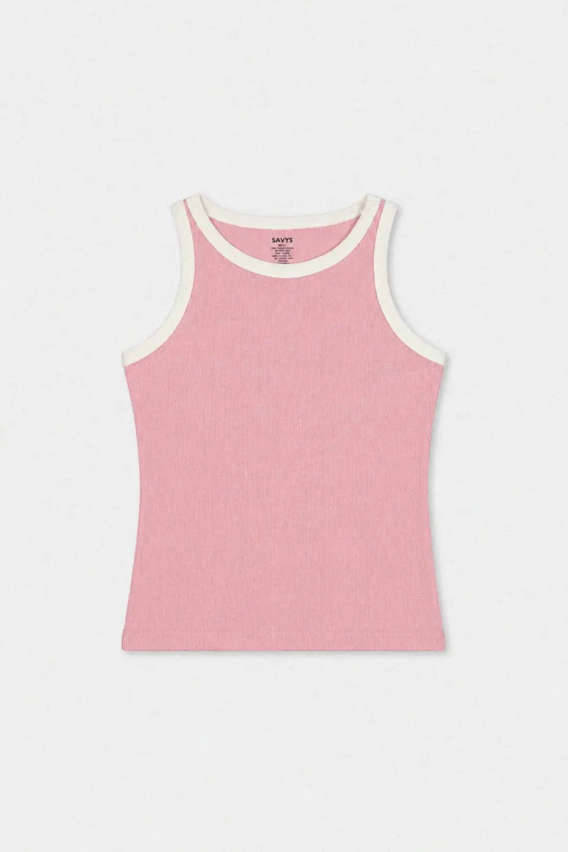 Contrast Rib Tank Top - Deep Pink - Savys Retail -