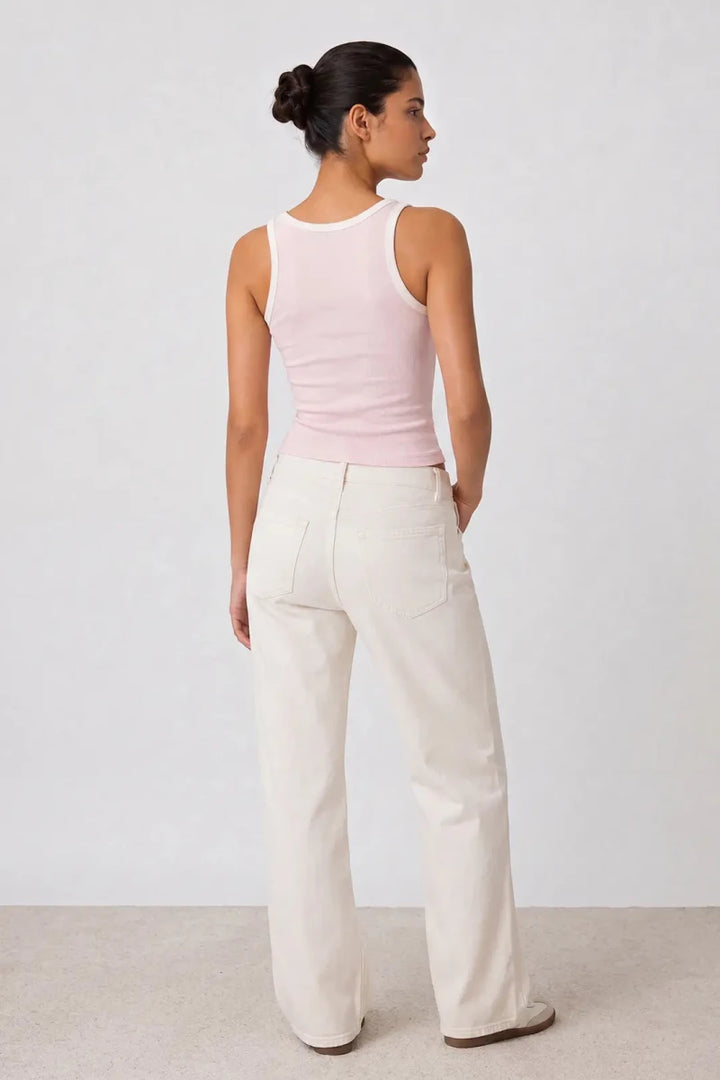 Contrast Rib Tank Top - Light Pink - Savys Retail -