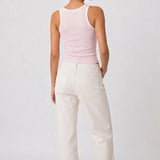 Contrast Rib Tank Top - Light Pink - Savys Retail -