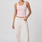 Contrast Rib Tank Top - Light Pink - Savys Retail -