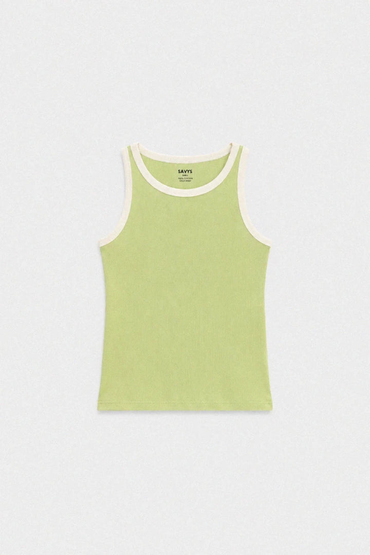 Contrast Rib Tank Top - Olive - Savys Retail -
