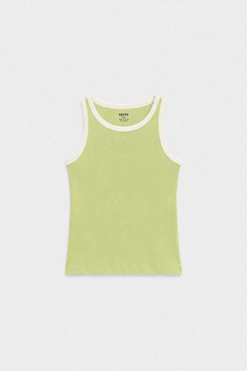 Contrast Rib Tank Top - Olive - Savys Retail -