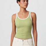 Contrast Rib Tank Top - Olive - Savys Retail -