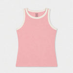 Contrast Rib Tank Top - Pastel Pink - Savys Retail -