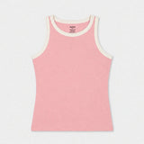 Contrast Rib Tank Top - Pastel Pink - Savys Retail -