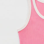 Contrast Rib Tank Top - Pastel Pink - Savys Retail -
