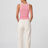 Contrast Rib Tank Top - Pastel Pink - Savys Retail -