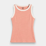 Contrast Rib Tank Top - Peach - Savys Retail -