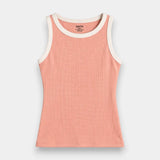 Contrast Rib Tank Top - Peach - Savys Retail -