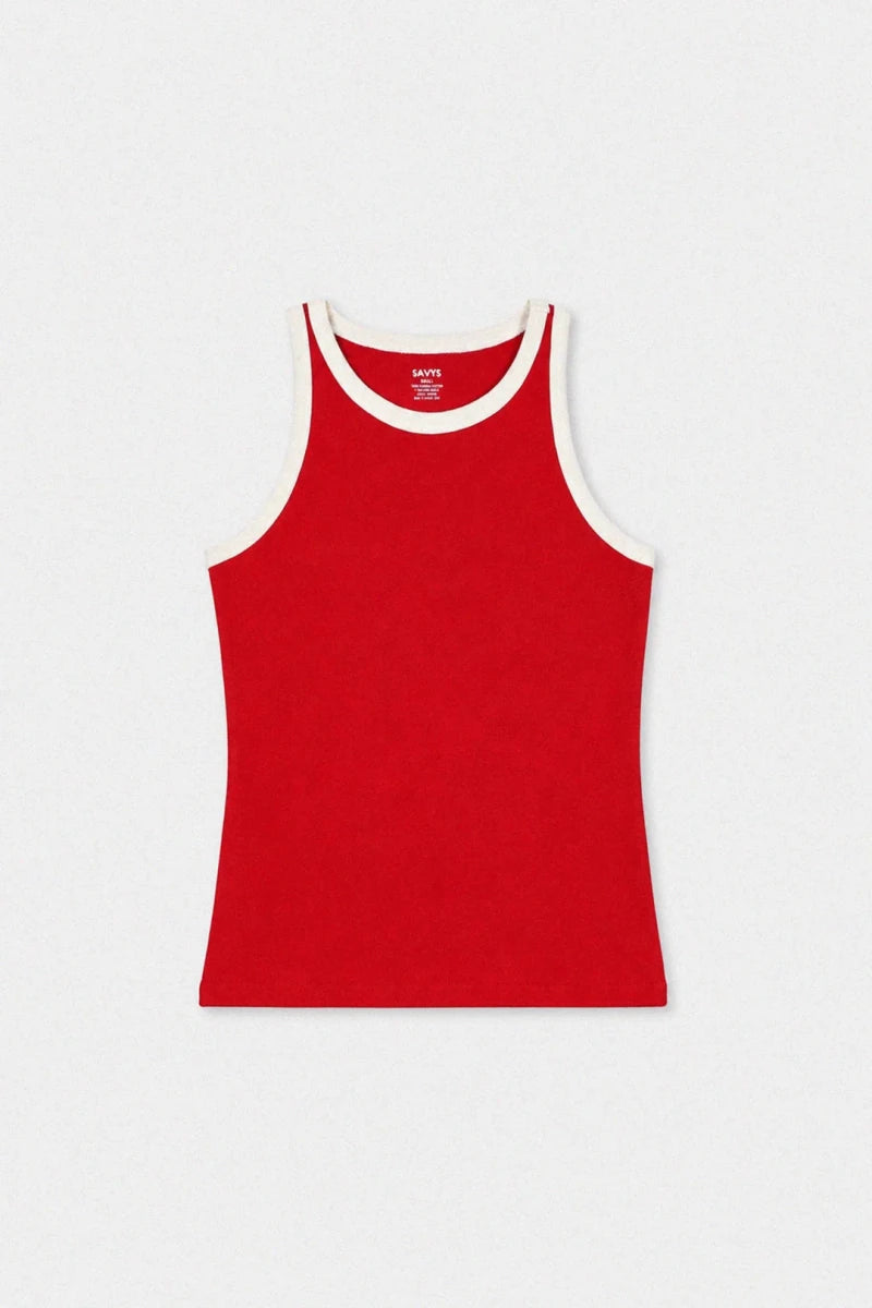 Contrast Rib Tank Top - Red - Savys Retail -