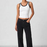 Contrast Rib Tank Top - White - Savys Retail -