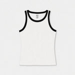 Contrast Rib Tank Top - White - Savys Retail -