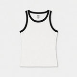 Contrast Rib Tank Top - White - Savys Retail -