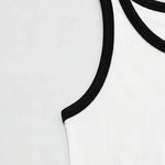Contrast Rib Tank Top - White - Savys Retail -