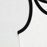 Contrast Rib Tank Top - White - Savys Retail -