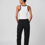Contrast Rib Tank Top - White - Savys Retail -