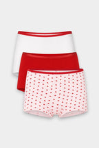Girls Boxer Innerwear (Pack of 3) - Red Hearts - Savys Retail - 