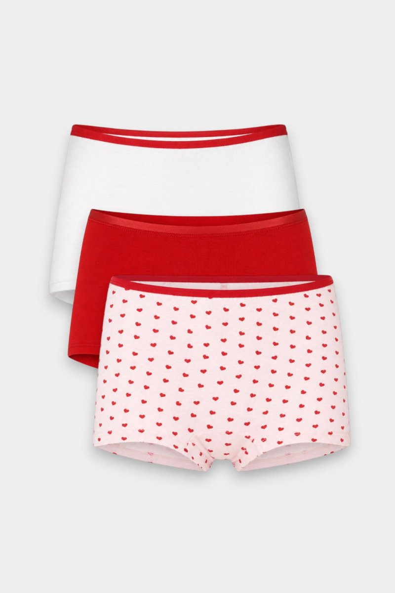 Girls Boxer Innerwear (Pack of 3) - Red Hearts - Savys Retail - 