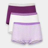 Girls Boxer (Pack of 3) - Lilac Lace Checks - Savys Retail -