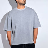 Grey Acid Washed Oversized Tee - Savys - 