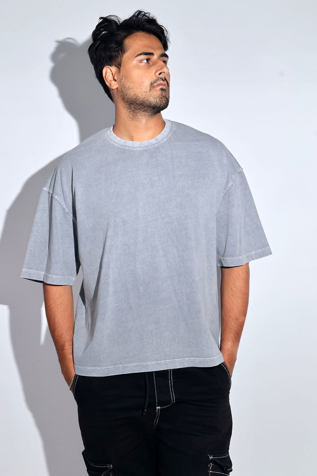 Grey Acid Washed Oversized Tee - Savys - 