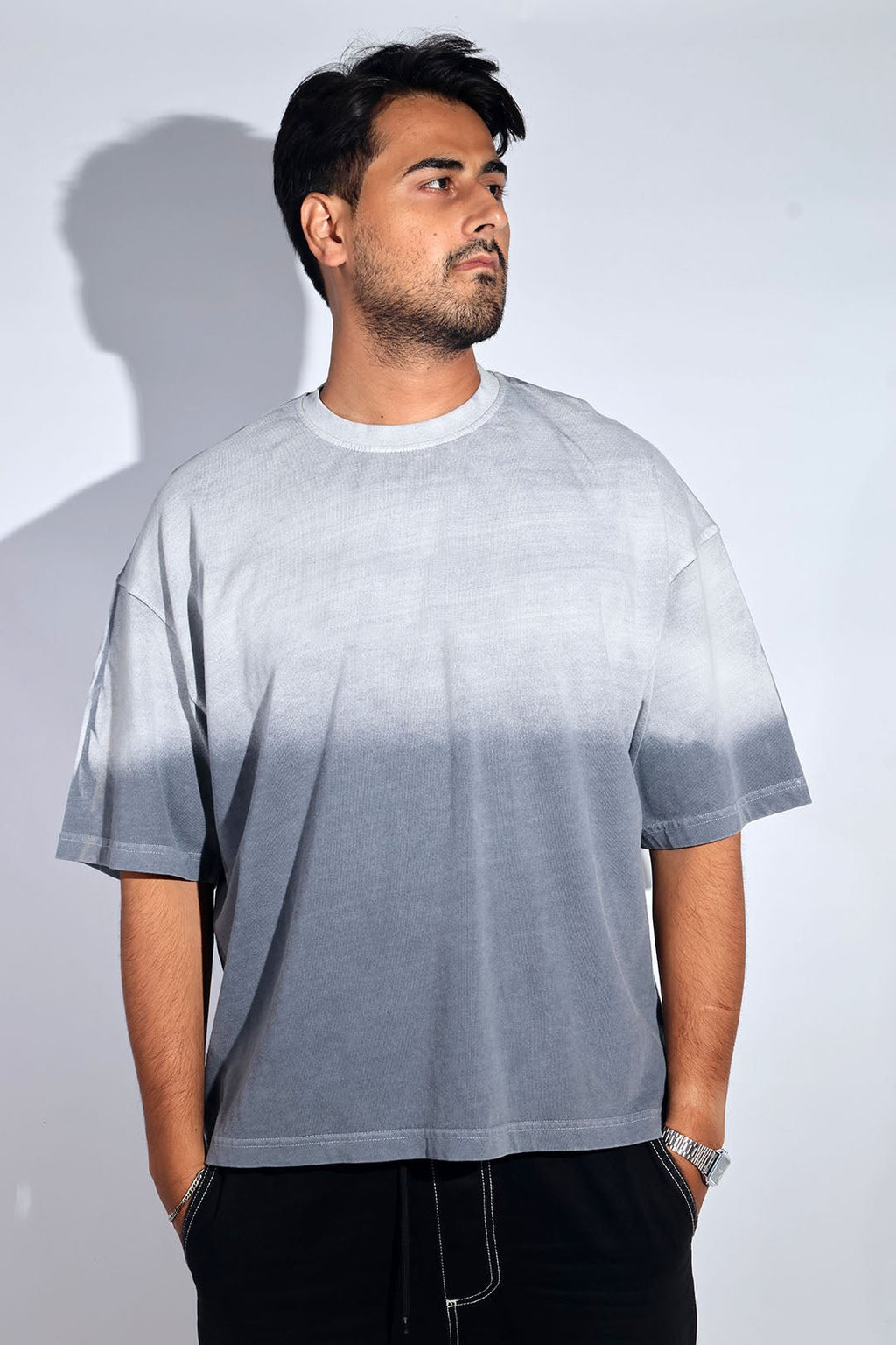 Grey Sunburn Washed Oversized Tee - Savys - 