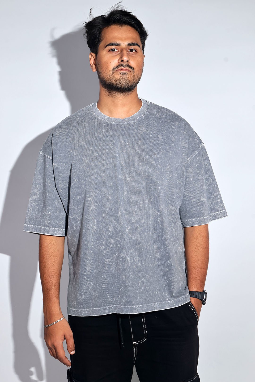 Grey Thermopol Washed Oversized Tee - Savys - 