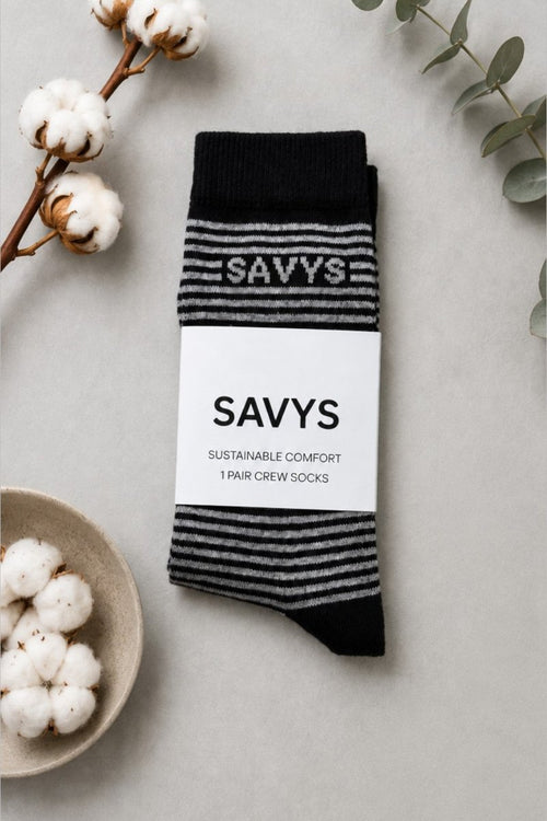 Men Classic Stripe Crew Socks (1 Pair) - Savys Retail - 