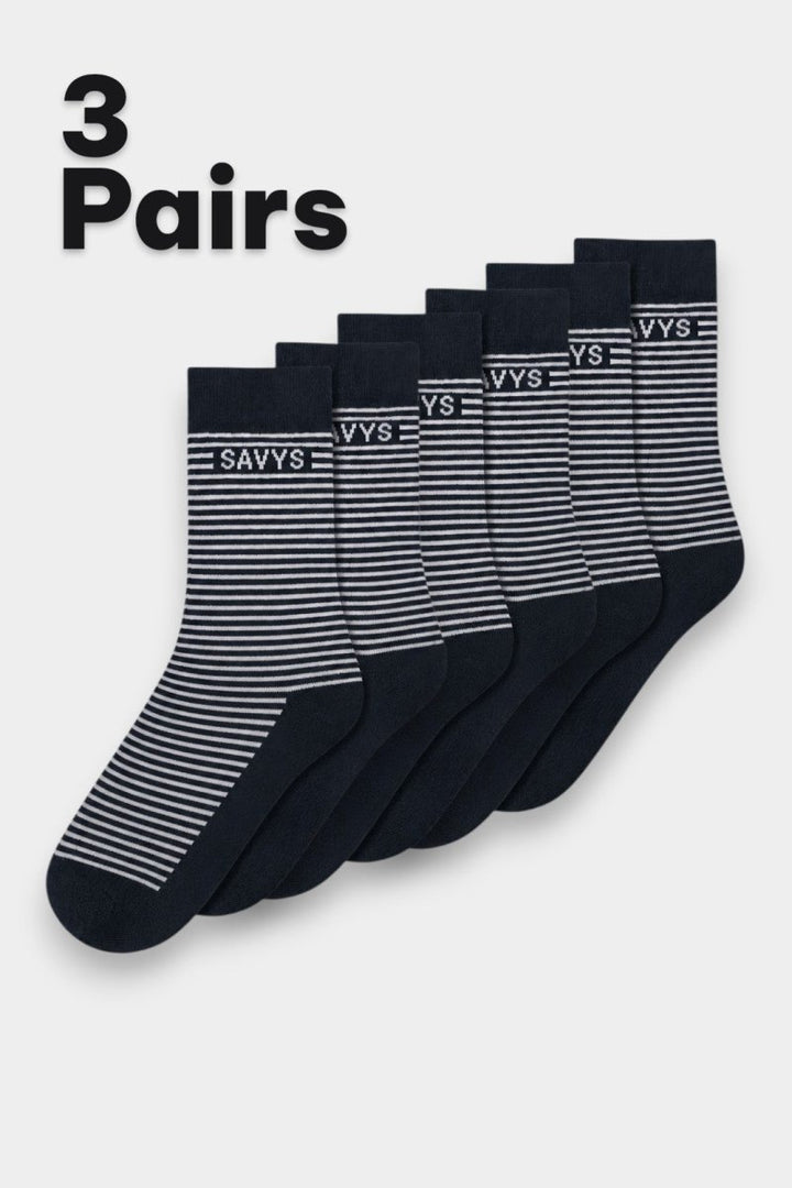 Men Classic Stripe Crew Socks (3 Pair) - Savys Retail - 