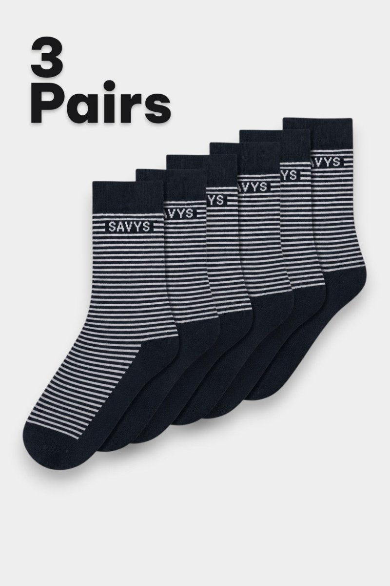Men Classic Stripe Crew Socks (3 Pair) - Savys Retail - 