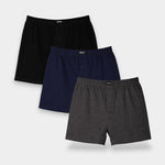 Men Cotton Boxer (Pack of 3) - Black Navy Charcoal - Savys Retail - 