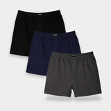 Men Cotton Boxer (Pack of 3) - Black Navy Charcoal - Savys Retail - 