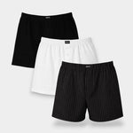 Men Cotton Boxer (Pack of 3) - Black Pinstriped - Savys Retail - 