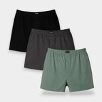Men Cotton Boxer (Pack of 3) - Olive Charcoal Black - Savys Retail - 