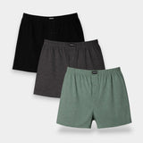 Men Cotton Boxer (Pack of 3) - Olive Charcoal Black - Savys Retail - 