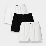 Men Cotton Boxer (Pack of 3) - White Pinstriped - Savys Retail - 
