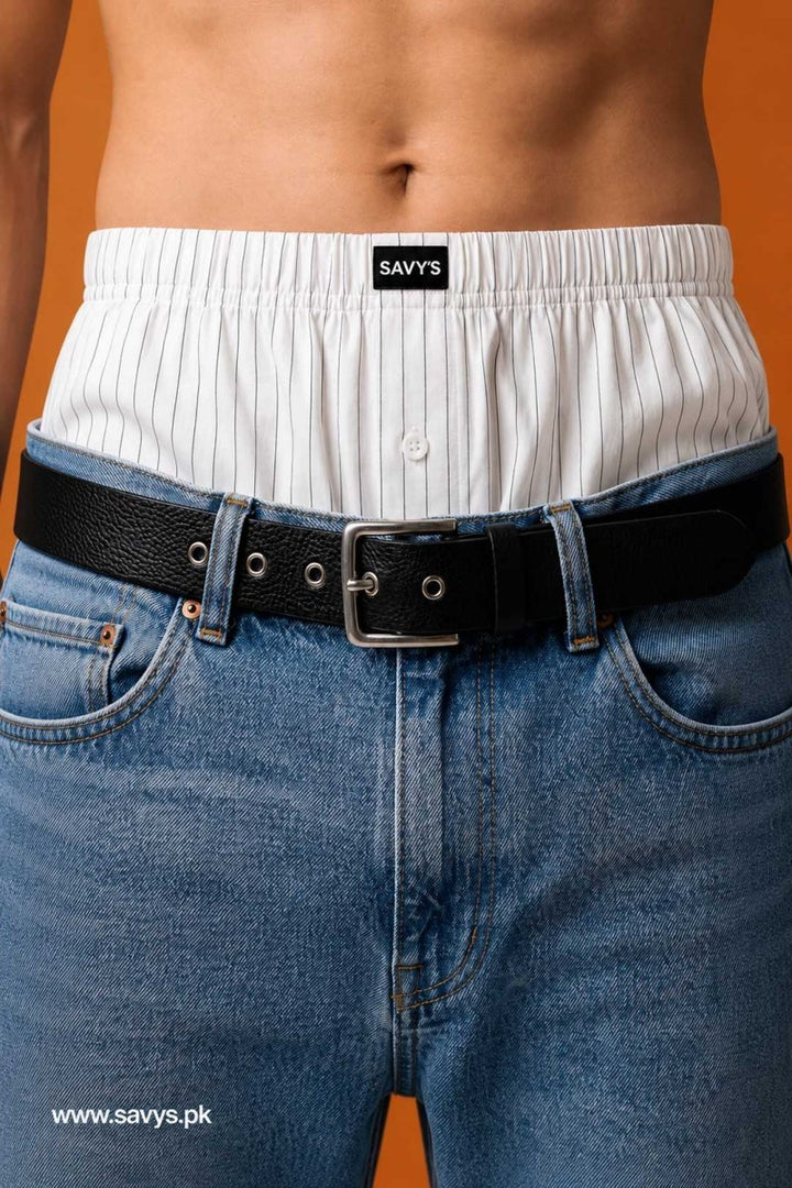 Men Cotton Boxer (Pack of 3) - White Pinstriped - Savys Retail -