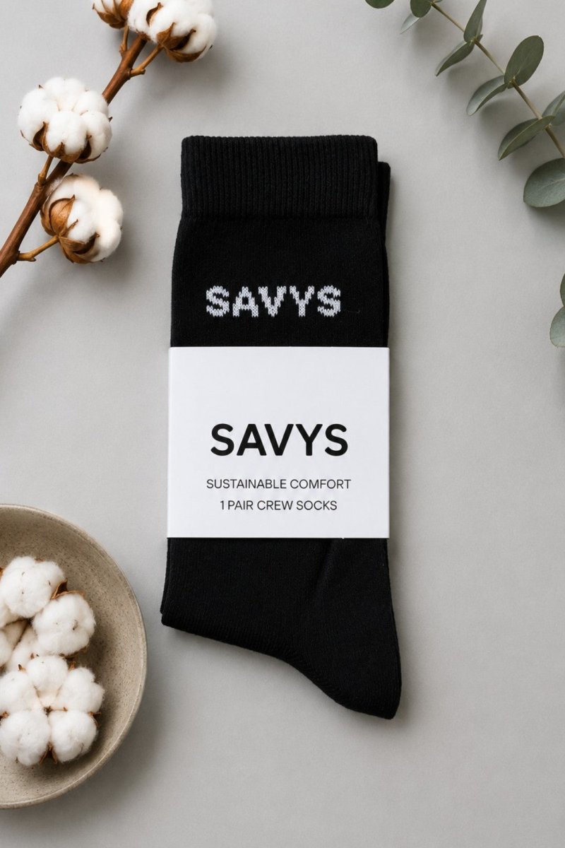 Men Essential Crew Socks (1 Pair) – Black - Savys Retail - 