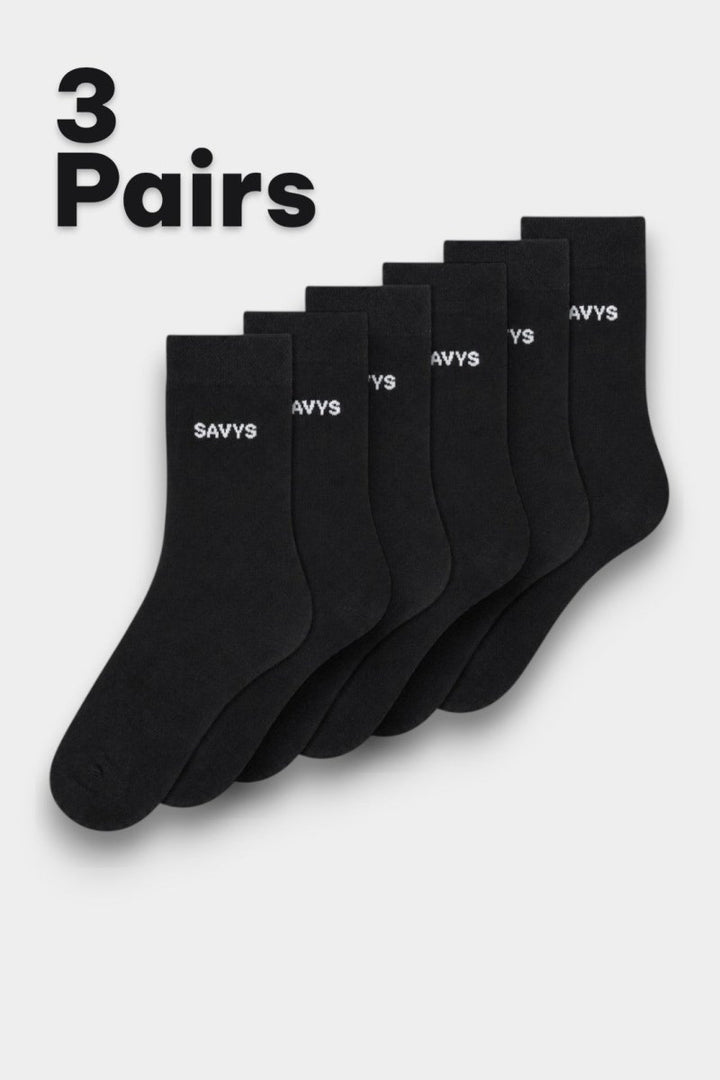 Men Essential Crew Socks (3 Pairs) – Black - Savys Retail - 
