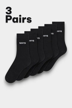 Men Essential Crew Socks (3 Pairs) – Black - Savys Retail - 