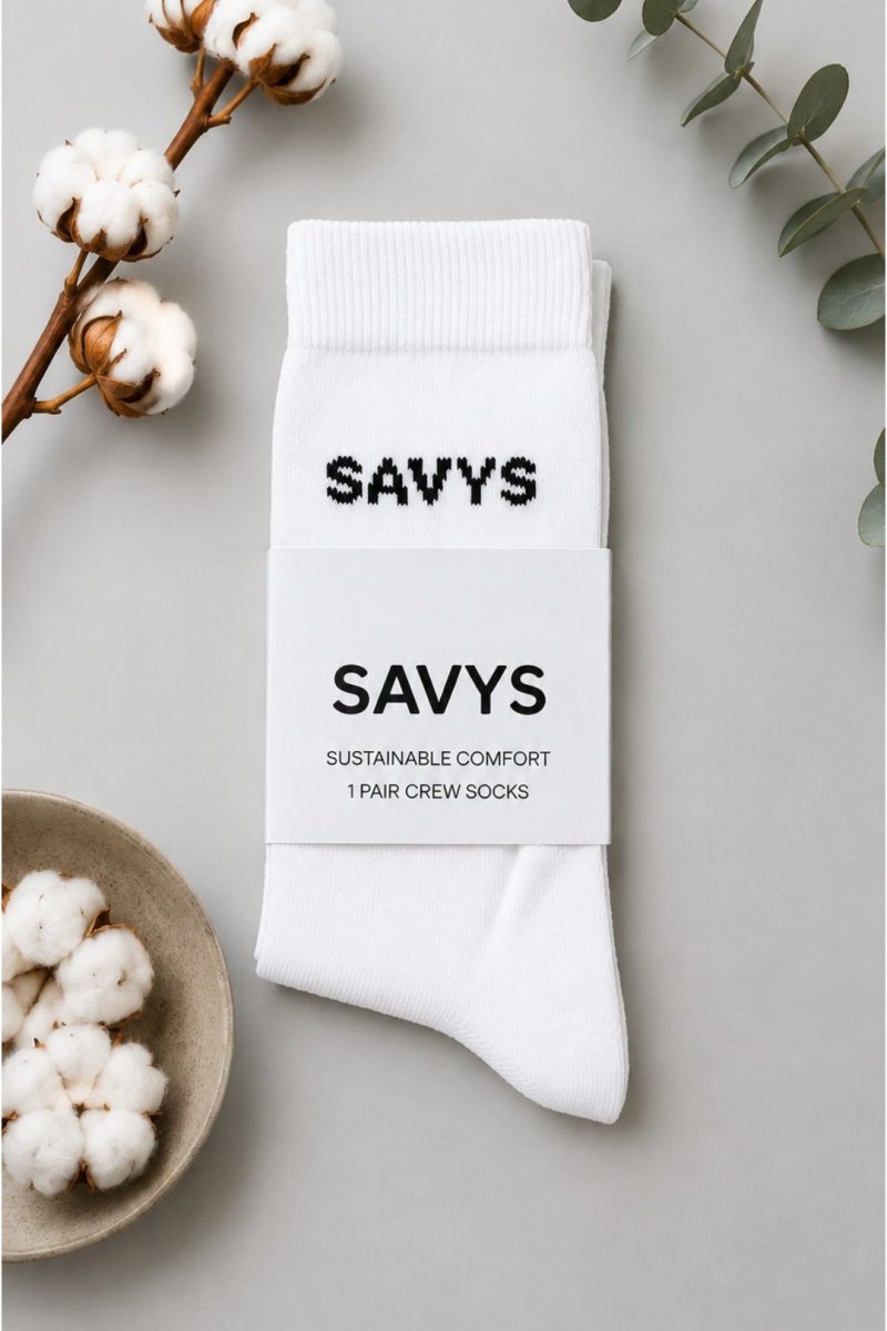 Men Essential Crew Socks (3 Pairs) – White - Savys Retail - 