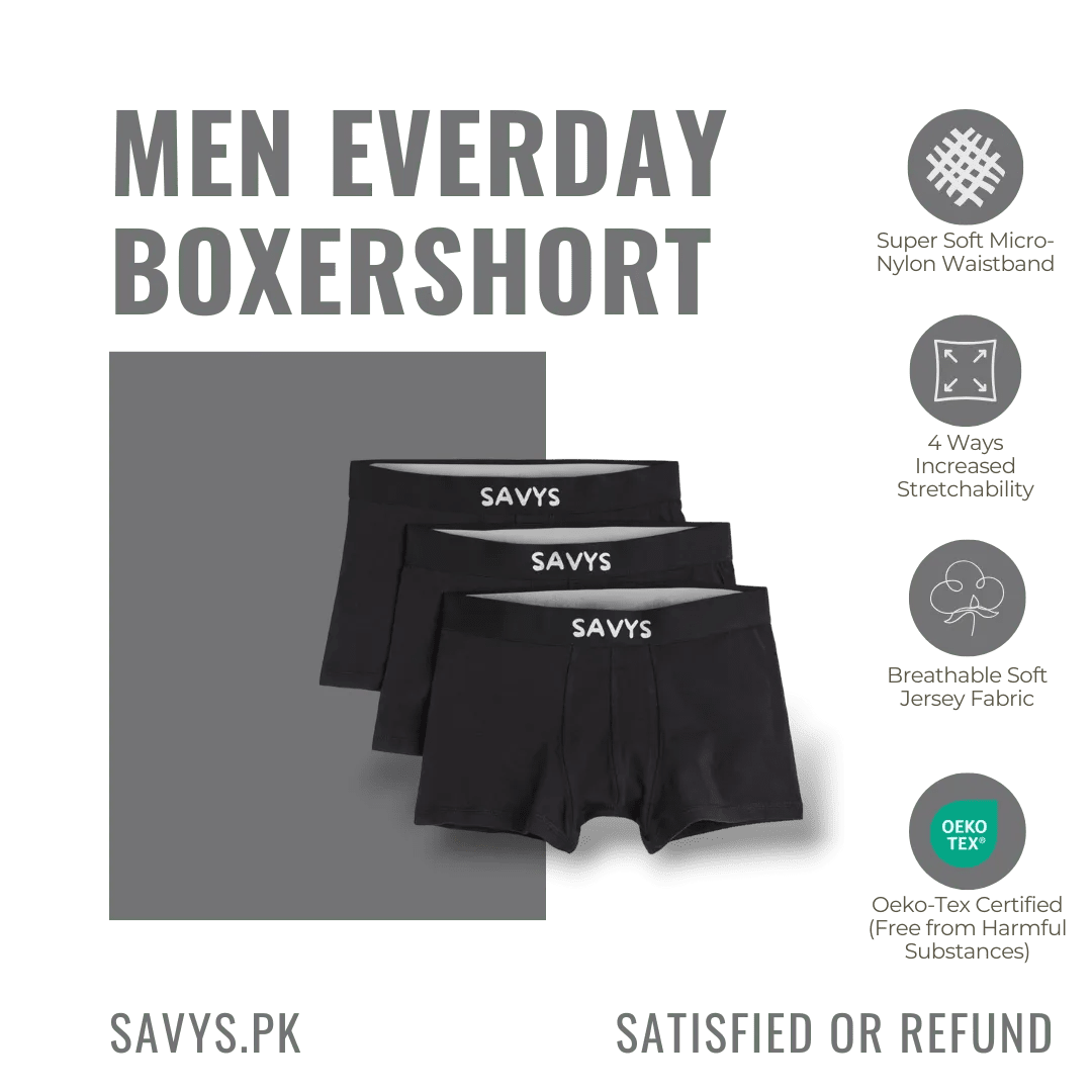 Men Logo Boxershort Underwear (Pack of 3) - Savys Retail - 