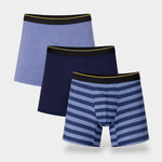 Men Long Leg Boxer Brief (Pack of 3) - Navy / Blue Stripes - Savys Retail - 