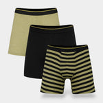 Men Long Leg Boxer Brief (Pack of 3) - Olive Stripped - Savys Retail - 