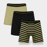 Men Long Leg Boxer Brief (Pack of 3) - Olive Stripped - Savys Retail - 