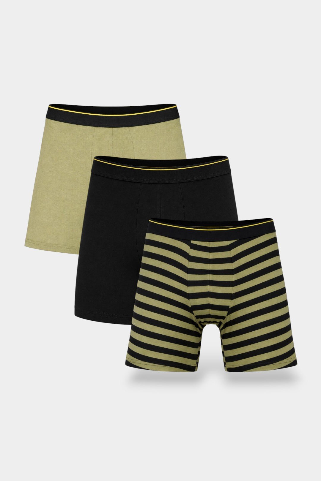 Men Long Leg Boxer Brief (Pack of 3) - Olive Stripped - Savys Retail - 