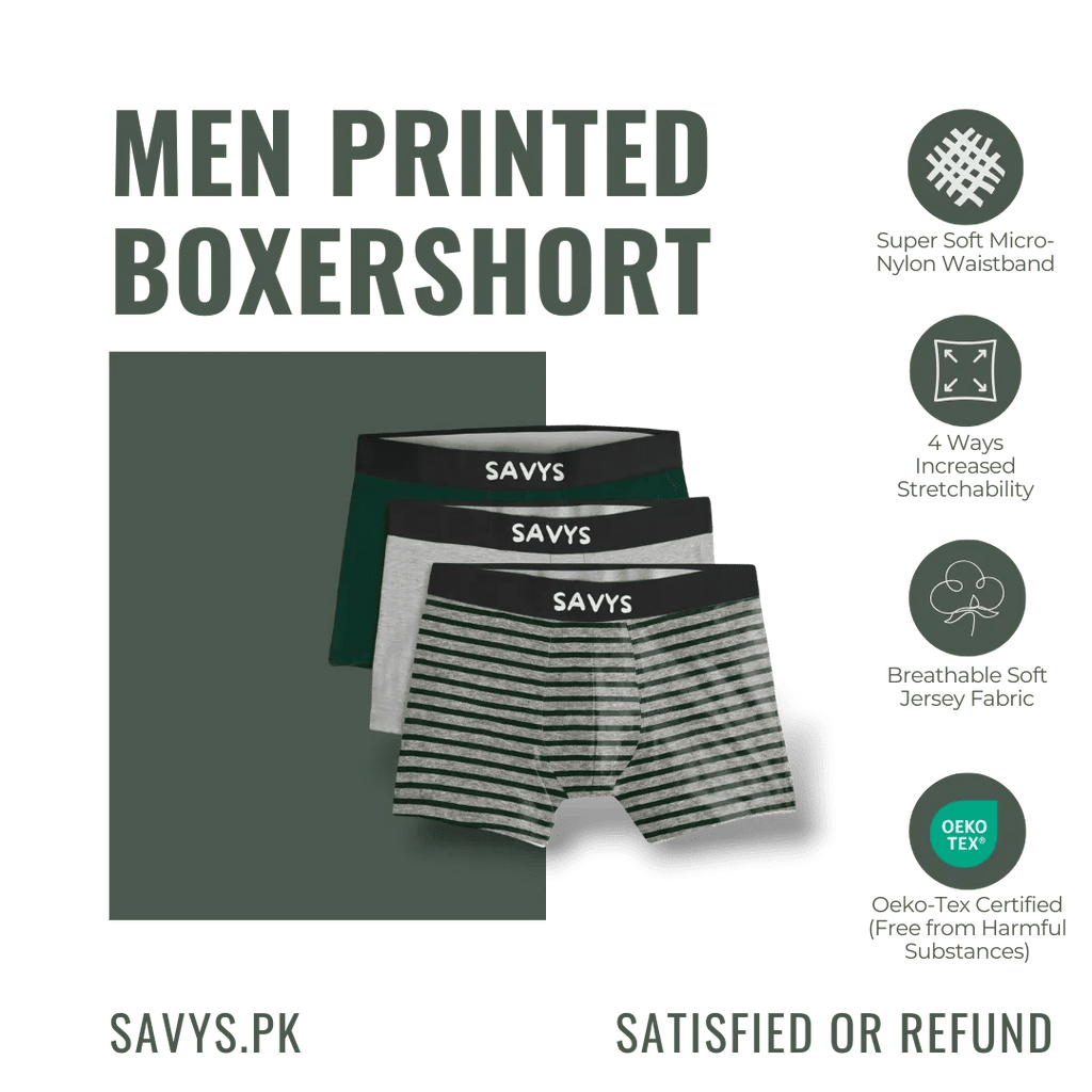 Men Printed Boxershort Underwear (Pack of 3) - Savys Retail - 