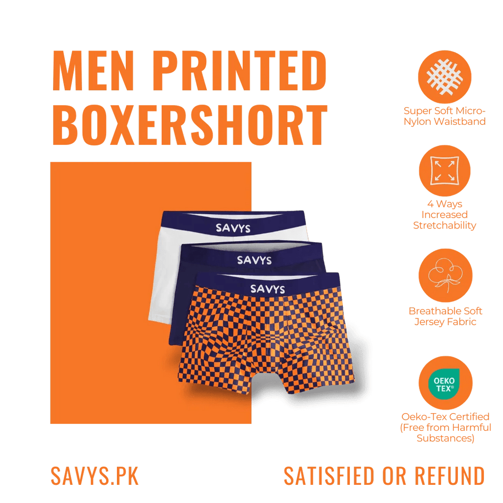 Men Printed Boxershort Underwear (Pack of 3) - Savys Retail - 