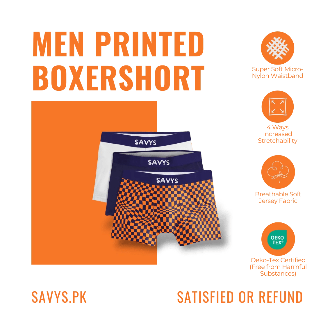 Men Printed Boxershort Underwear (Pack of 3) - Savys Retail - 