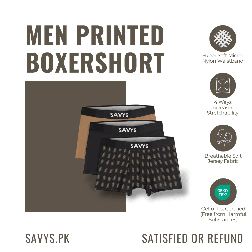 Men Printed Boxershort Underwear (Pack of 3) - Savys Retail - 